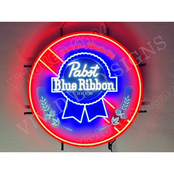 Queen Sense 24"x24" Custom Pabst Blue Ribbons Beer LED Sign Light Neon Signs With Dimmer Party Home Wall Decor Lights W124PBRBLV6VVD-XLED