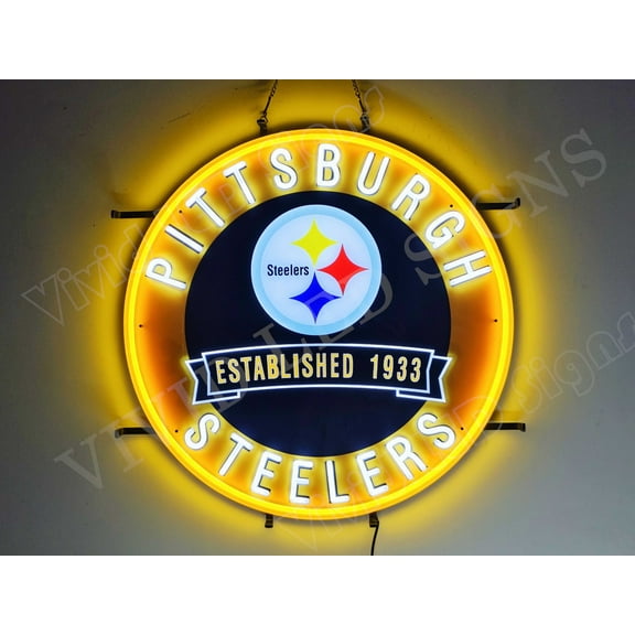 Queen Sense 24"x24" Custom For Pittsburghs Sports League Steelers Since 1933 LED Sign Light Neon Signs With Dimmer Wall Decor Party Home Beer Pub Bar Artwork Gift Lights W124PSS1933VVD-XLED
