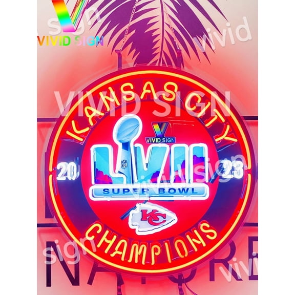 Queen Sense 24"x24" For Kansas Citys Sports Team Chiefs 2023 Champions Neon Sign HD Vivid Printing Handmade Artwork Neon Light 124KCC23CVVD