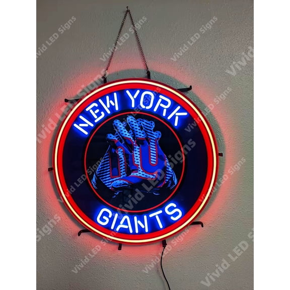 Queen Sense 24"x24" For New Yorks Sports League Giants LED Sign Light Neon Signs With Dimmer Party Home Wall Decor Lights W124NYGLV2VVD-XLED