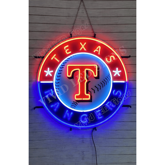 Queen Sense 24"x24" For Texas's Sports League Rangers LED Sign Light Neon Signs With Dimmer Wall Decor Party Home Lights W124TRTLVVD-XLED