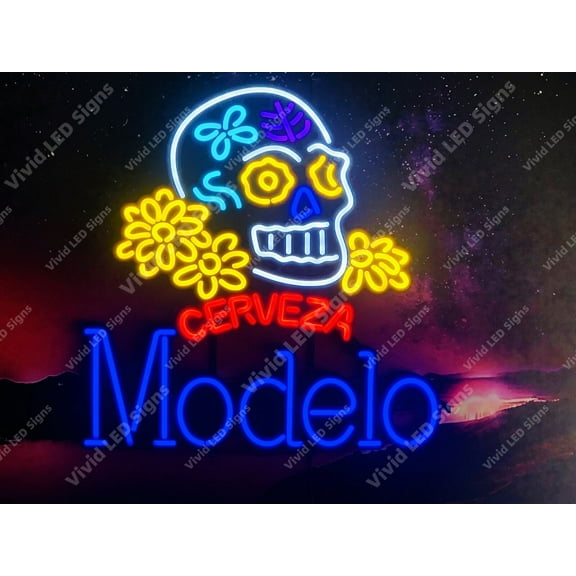 Queen Sense 24"x24" Modelos Especial Cerveza Skull LED Sign Light Neon Signs With Dimmer Party Home Wall Decor Lights W124MECS-XLED