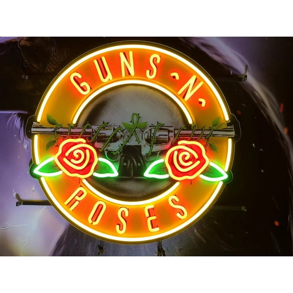 Queen Sense 24"x24" Pinball Machine Guns N Roses LED Sign Light Neon Signs With Dimmer Party Home Wall Decor Lights W124PBMGRVVD-XLED