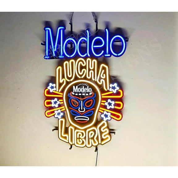 Queen Sense 30"x21" Modelos Especial Cerveza Skull Lucha Libre LED Sign Light Neon Signs With Dimmer Party Home Wall Decor Lights W130MECSLL-XLED