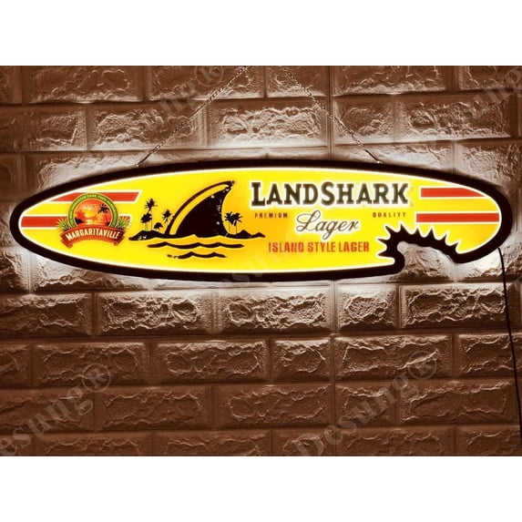 Queen Sense 32" Land Shark Landsharks Lager Surfboard 3D LED Sign Light Vivid Printing Tech Design Beer Bar Pub Wall Decor Artwork Lamp W132LSL-LED3D