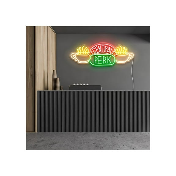 Queen Sense 32"x12" Iconic Central Perk LED Sign Light Wall Decor Party Night Lights Flex Neon Signs 132ICPFLED