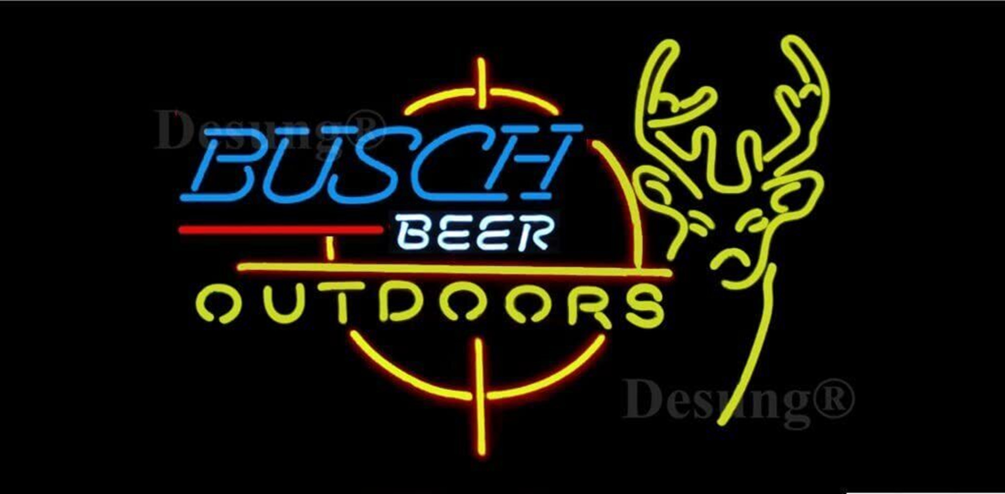 Queen Sense 32"x24" Beer Hunters Outdoors Deer Buck Stag Neon