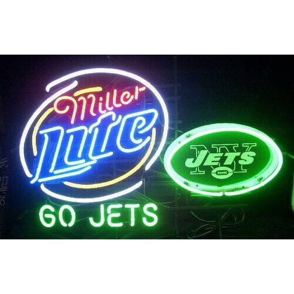 Queen Sense 32"x24" Millers Lite New York Sports Team Jet Neon Sign Man Cave Handmade Neon Light 132MLLV3GJNYJLB
