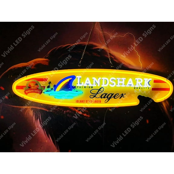 Queen Sense 32"x9" Land Shark Landsharks Fin Lager Surfboard LED Sign Light Neon Signs With Dimmer Party Home Wall Decor Lights W132LSLVVD-XLED