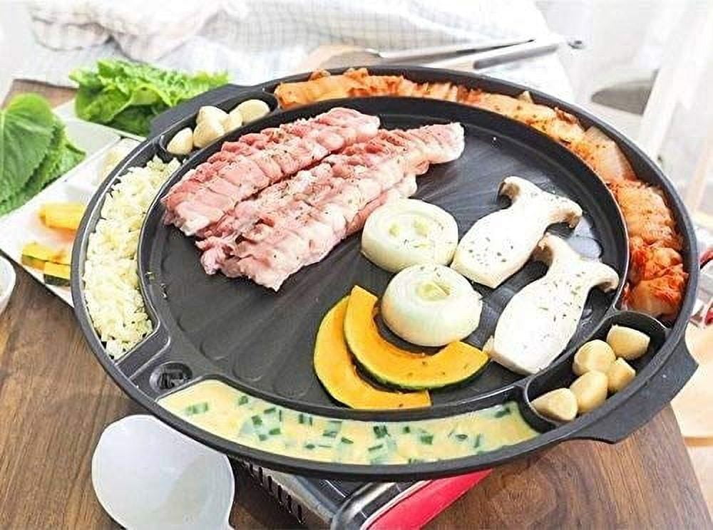 UPIT Wide Korean BBQ Grill Pan, Widen Nonstick Coating with Improved Grease  Draining Spout