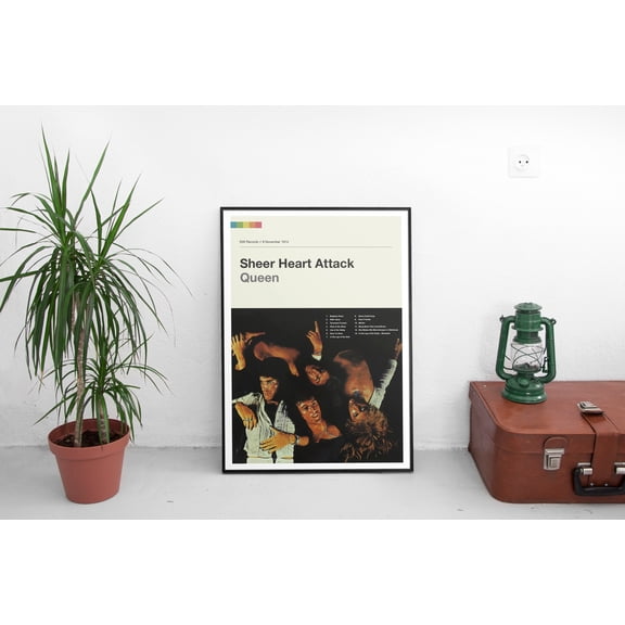 Queen Sheer Heart Attack Poster, Classic Rock Album Wall Art Print