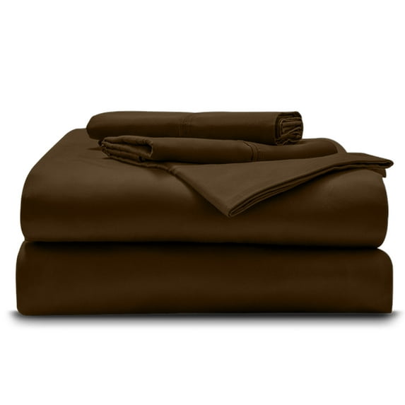 Queen Sheet Set - 100% Egyptian Cotton 1000-Thread Count, 4-Piece Soft Breathabel Long Staple Cotton Sheet, 15-Inches Deep Pockets - Chocolate