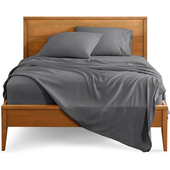 Queen Sheet Set 4 Piece Deep Pocket Microfiber Bed Sheets Grey
