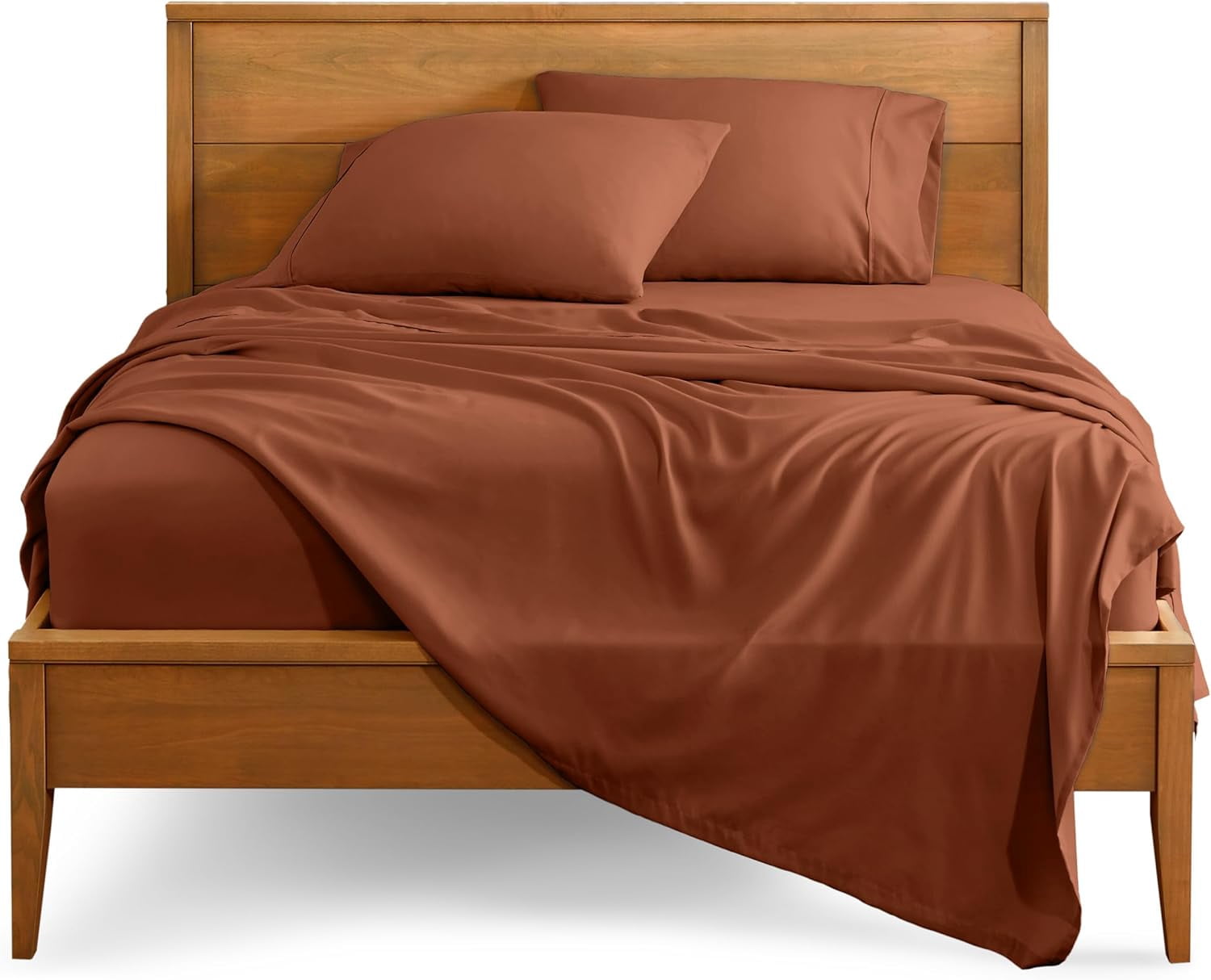 Queen Sheet Set 4 Piece Ultra Soft Microfiber Deep Pocket Easy Fit Bed Sheets and Pillowcases Terracotta