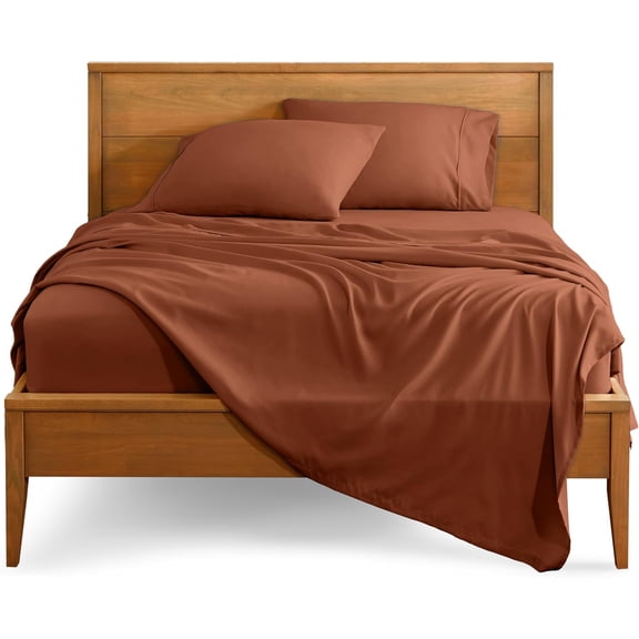 Queen Sheet Set 4 Piece Ultra Soft Microfiber Deep Pocket Easy Fit Bed Sheets and Pillowcases Terracotta