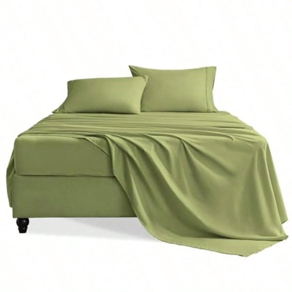 Queen Sheet Set 4 Pieces Hotel Luxury Soft Microfiber Queen Bed Sheets Set Up to 16" Deep Pockets Oeko-Tex Sheets with Elastic Breathable Wrinkle Free Green Queen