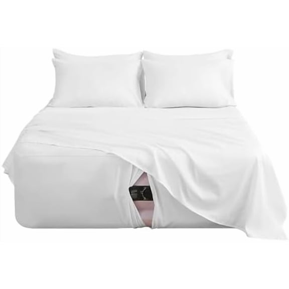 Queen Sheet Set for Air Mattress, 6 Piece Air Bed Sheets Set with 18-24 Inches Extra Deep Pocket, Soft & Breathable Inflatable Bed Sheet Set with Flat Sheet, Fitted Sheet and Pillowcases, White