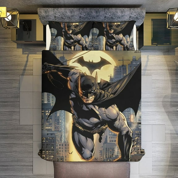Queen Sheet Set,Batman Duvet Cover Set with 2 Pillowcases for All Seasons,Bed Sheets,Bedding Set 3pcs for Kids Boys Girls Bedroom Decor,86"x70"