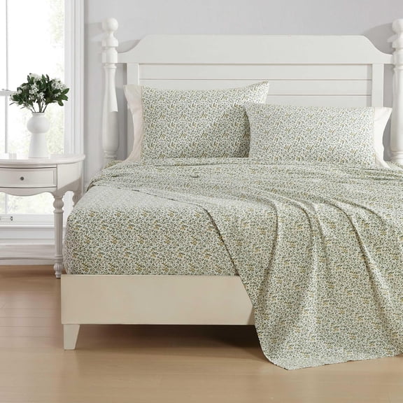 Queen Sheet Set Breathable Percale Cotton Deep Pockets Tierney Green