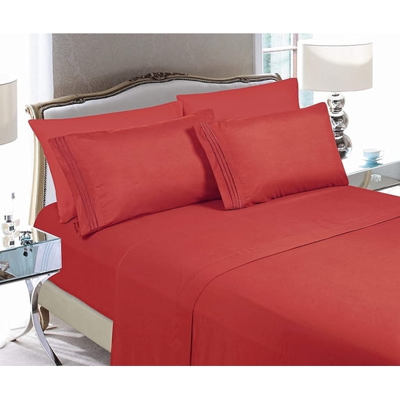 Elegant Comfort Queen 4-Piece Bed Sheet Set, Deep Pocket Cooling Microfiber Sheets, Rust