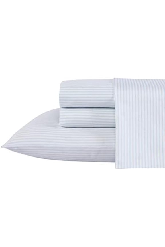 - Queen Sheet Set, Buttery-Soft Bed Sheets with a Naturally Silky Smooth Cotton Sateen Lightweight Feel - Matching Pillowcases & Fitted Sheet (Ramona Blue)