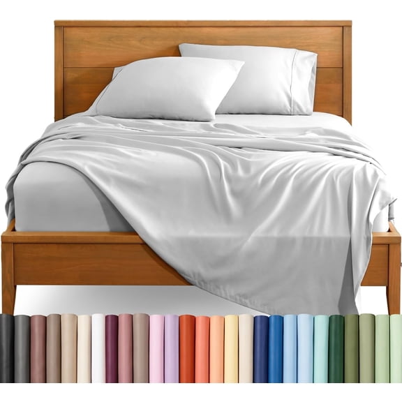Queen Sheet Set Cloud Grey Deep Pocket 6 to 15 Inches Breathable Hypoallergenic Soft All-Season