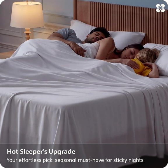 Queen Sheet Set Cooling Rayon Bamboo Deep Pocket Hotel Luxury Silky Bedding for Hot Sleepers White