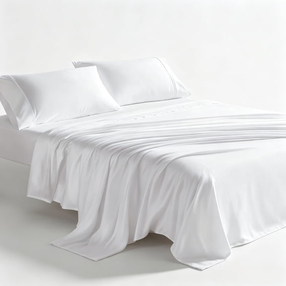 Queen Sheet Set, Cooling Sheets for Queen Size Bed Set, Rayon Derived from Bamboo, PureWoven, Breathable & Soft, Deep Pocket Up to 16 Inches, Hotel Luxury Silky Bedding for Hot Sleepers, White