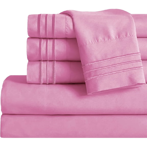 Queen Sheet Set - Luxury Hotel 1800 Premier Bedding Sheets & Pillowcases - Ultra Soft Breathable & Cooling Bed Sheets - Deep Pocket - Wrinkle Resistant - 6 Piece Set - Queen, Light Pink