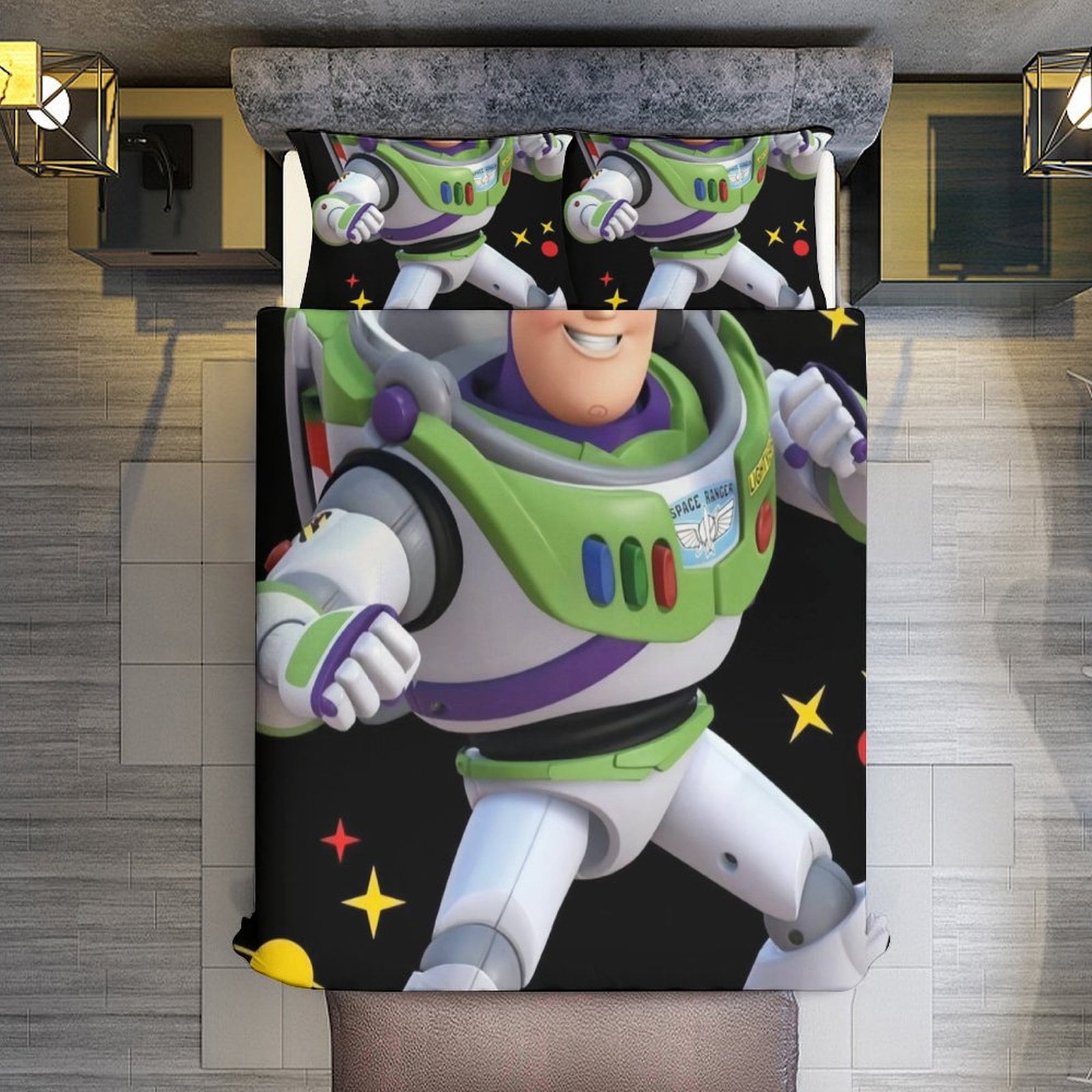 Queen Sheet Set,Pixar Toy Story Buzz Lightyear Strong Pose Duvet Cover ...