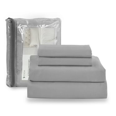 Queen Sheet Set,Z-hom 4 Piece Cooling Sheets 14” Deep Pocket & Pillowcase Sets Soft Microfiber Luxury Bedding Fitted Water Washed,Light Gray