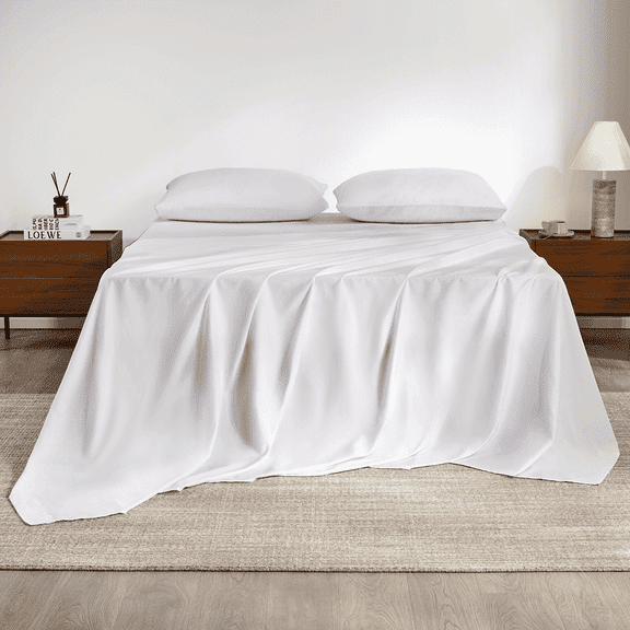 Queen Sheet Set,Z-hom 4 Piece Sheets 14” Deep Pocket & Pillowcase Sets Soft Microfiber Luxury Bedding Fitted Water Washed,White