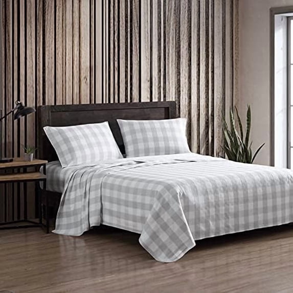 - Queen Sheets, Cotton Flannel Bedding Set, Brushed For Extra Softness, Cozy Home Decor (Lakehouse Plaid, Queen)