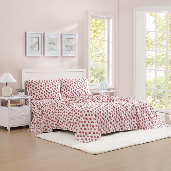 - Queen Sheets, Luxurious Cotton Percale Bedding Set, Crisp & Cool, Super Soft Bed Essentials (Strawberry Picnic Pink, Queen)