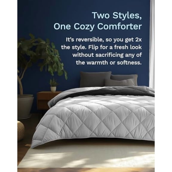 Queen/Short Queen Microfiber All Seasons Down Alternative Quilted Comforter - Cooling Breathable Premium Soft Reversible Microfiber Duvet Blanket