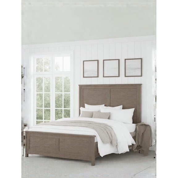 Queen Shutter Headboard - Weathered Gray Bed Frame - Transitional Style