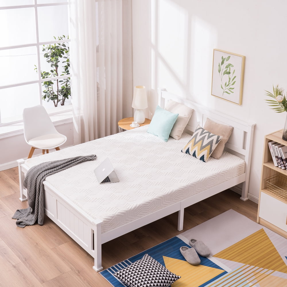 Queen Single Bunk Bed Painted + Melamine Veneer & Pine + MDF Bed Frame Vertical Striped Decorative Bed Frame, 63.78*83.46*37.8in White
