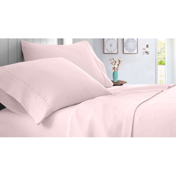 Queen Size 1000 Thread Count Sheet Set Solid - 4 Piece - Hotel Luxury Bed Sheets- 27" Deep Pockets Easy Fit - Breathable & Cooling Sheets ( Pink )