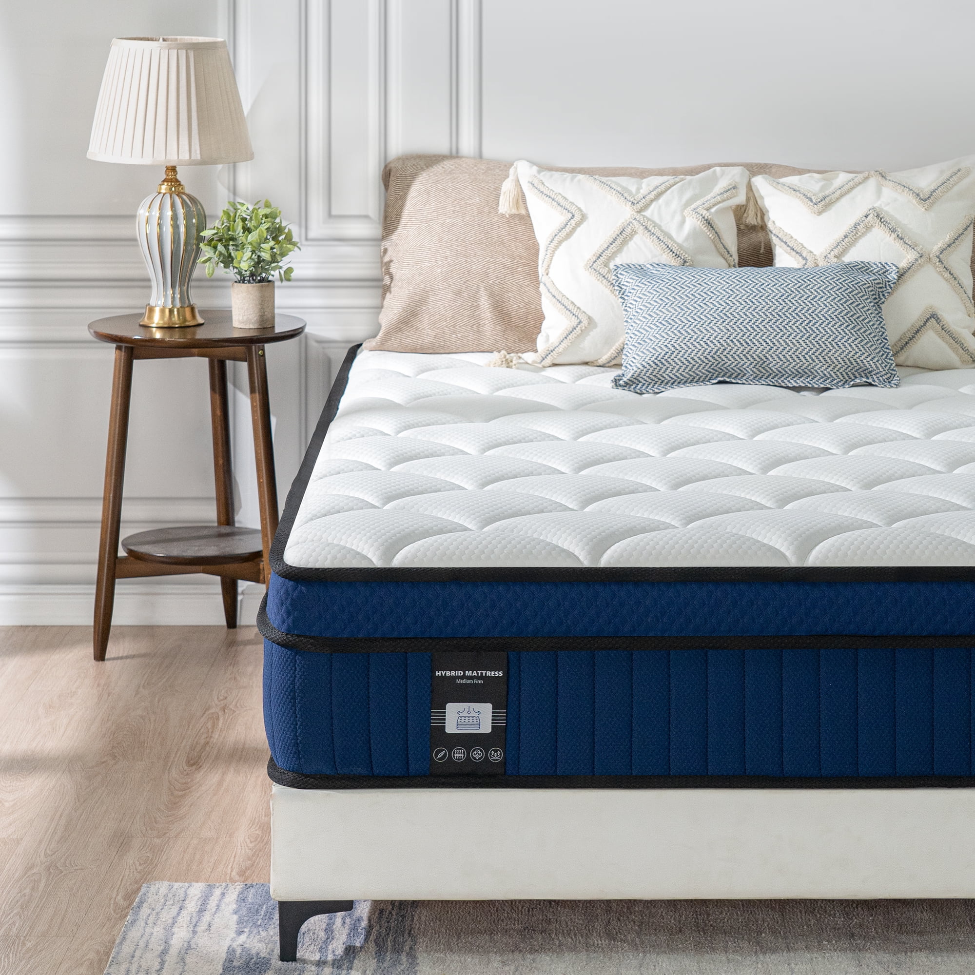 Queen 14 Hybrid Mattress in a Box Medium Firm Pillow Top Pocket Spring Memory Foam Walmart