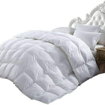 Queen Size 1500 Thread-Count Siberian Goose Down Comforter, 100% Egyptian Cotton, White, 750FP & 50Oz