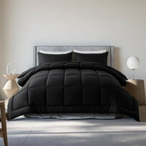 Queen Size 3-Piece All-Season Down Alternative Comforter Set Deep Black | Comforter   Pillow Cases Bedding Set | Hotel Grade Bed in a Bag by KINMEROOM