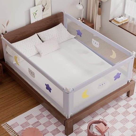 Queen Size 3-Side Toddler Bed Rail –Adjustable Height, Dual Lock, Reinforced Base, 59x78.7x78.7" (3 packs)
