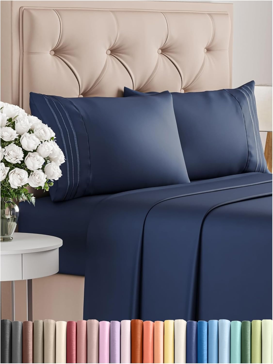 Queen Size 4 Piece Sheet Set - Comfy Breathable & Cooling Bed Sheets ...