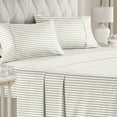 thumbnail image 1 of CGK Linens 4-Piece Hotel Luxury Striped Sheet Set - Queen Size Stripe Pattern Bed Sheets, Beige Stripes, 1 of 7
