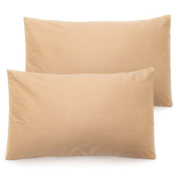 Queen Size 400 Thread Count Cotton Pillowcases Set of 2, Solid Percale Envelope Closure Pillow Cases by SimpleField - Soft, Smooth & Breathable ( Beige )