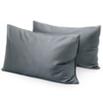 thumbnail image 1 of Queen Size 400 Thread Count Cotton Pillowcases Set of 2, Solid Percale Envelope Closure Pillow Cases by SimpleField - Soft, Smooth & Breathable (Dark Gray, 20 x 30 inches), 1 of 6
