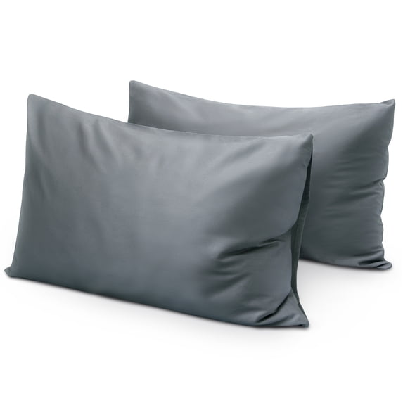 Queen Size 400 Thread Count Cotton Pillowcases Set of 2, Solid Percale Envelope Closure Pillow Cases by SimpleField - Soft, Smooth & Breathable (Dark Gray, 20 x 30 inches)