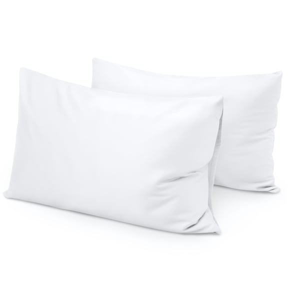 Queen Size 400 Thread Count Cotton Pillowcases Set of 2, Solid Percale Envelope Closure Pillow Cases by SimpleField - Soft, Smooth & Breathable (White, 20 x 30 inches)