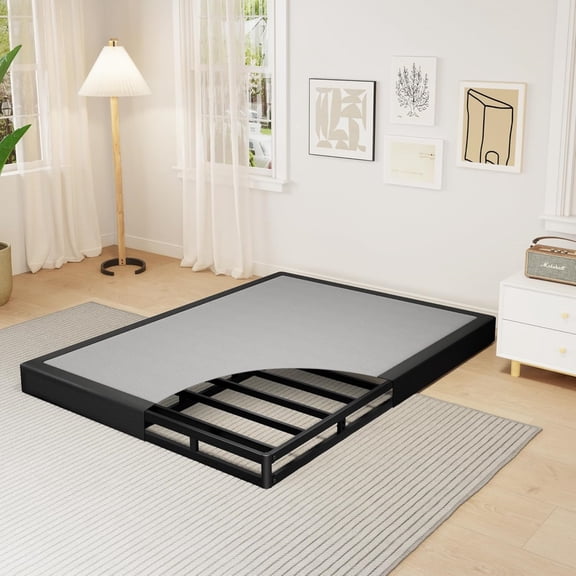 Queen Size 5 Inch Box Spring - Heavy Duty Metal Mattress Foundation (2500lbs Capacity), Noise-Free, Easy Assembly with Removable Fabric Cover
