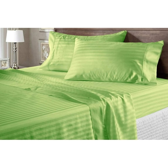 Queen Size 6-Piece Sheet Set, 600 Thread Count Pima Cotton Bed Sheet Set, 100% Soft & Durable, Available in 26-30 Inch Mattresses, Soft & Durable Bedding Queen Size (Stripe, Sage Green)
